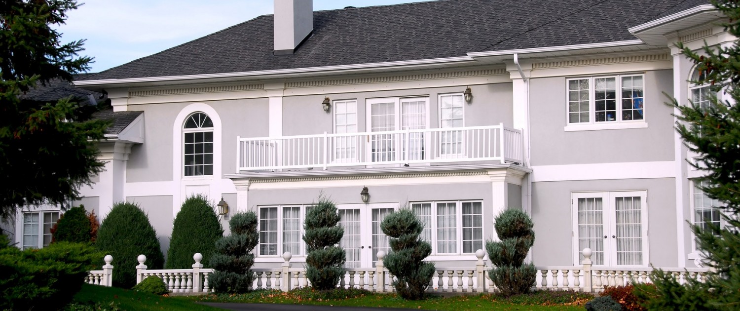 Beautiful mansion in grey and white color